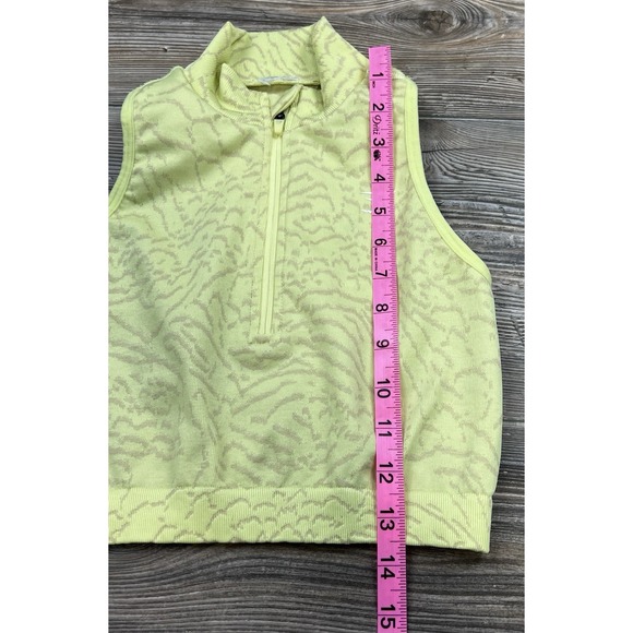 Gymshark Women's ADAPT ANIMAL SEAMLESS CROP TOP 1/2 ZIP Yellow Size S - Picture 6 of 8